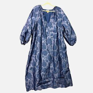 Future Collective Blue Floral Textured Midi Dress Jenny K. Lopez XL